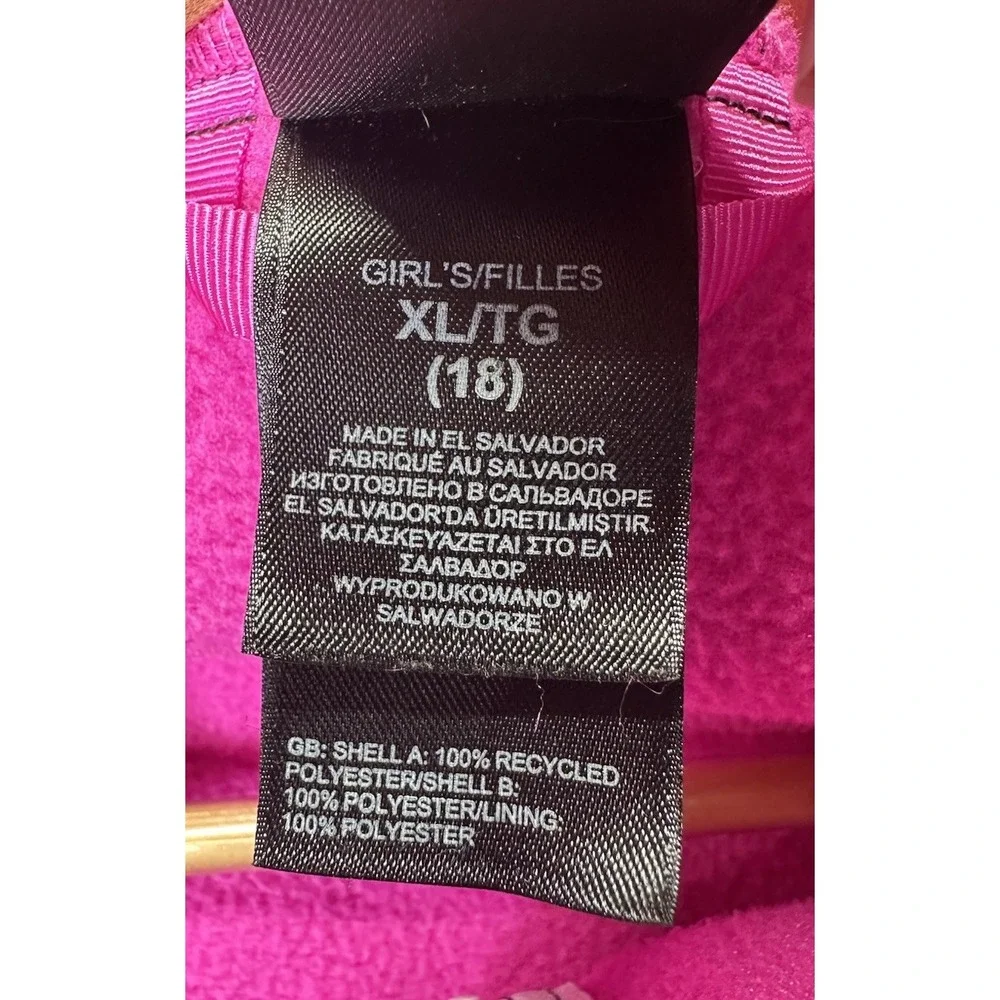 The North Face Girls Denali Jacket Pink Black White Full Zip‎ Hood XL (18)